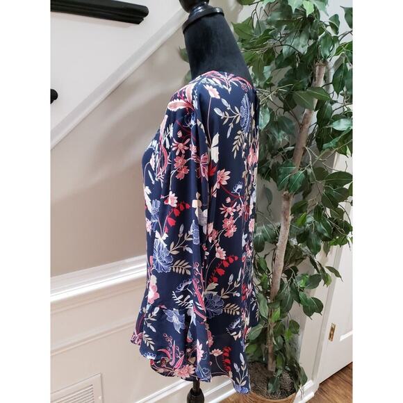 Charter Club Women's Blue Floral Polyester Round Neck Long Sleeve Top Blouse XXL - Picture 6 of 12
